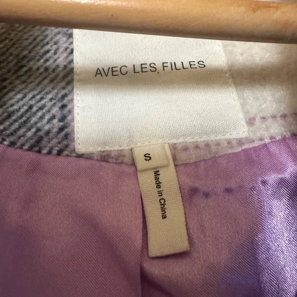 Avec Les Filles Plaid Purple Relaxed Walker Coat - Picture 6 of 7